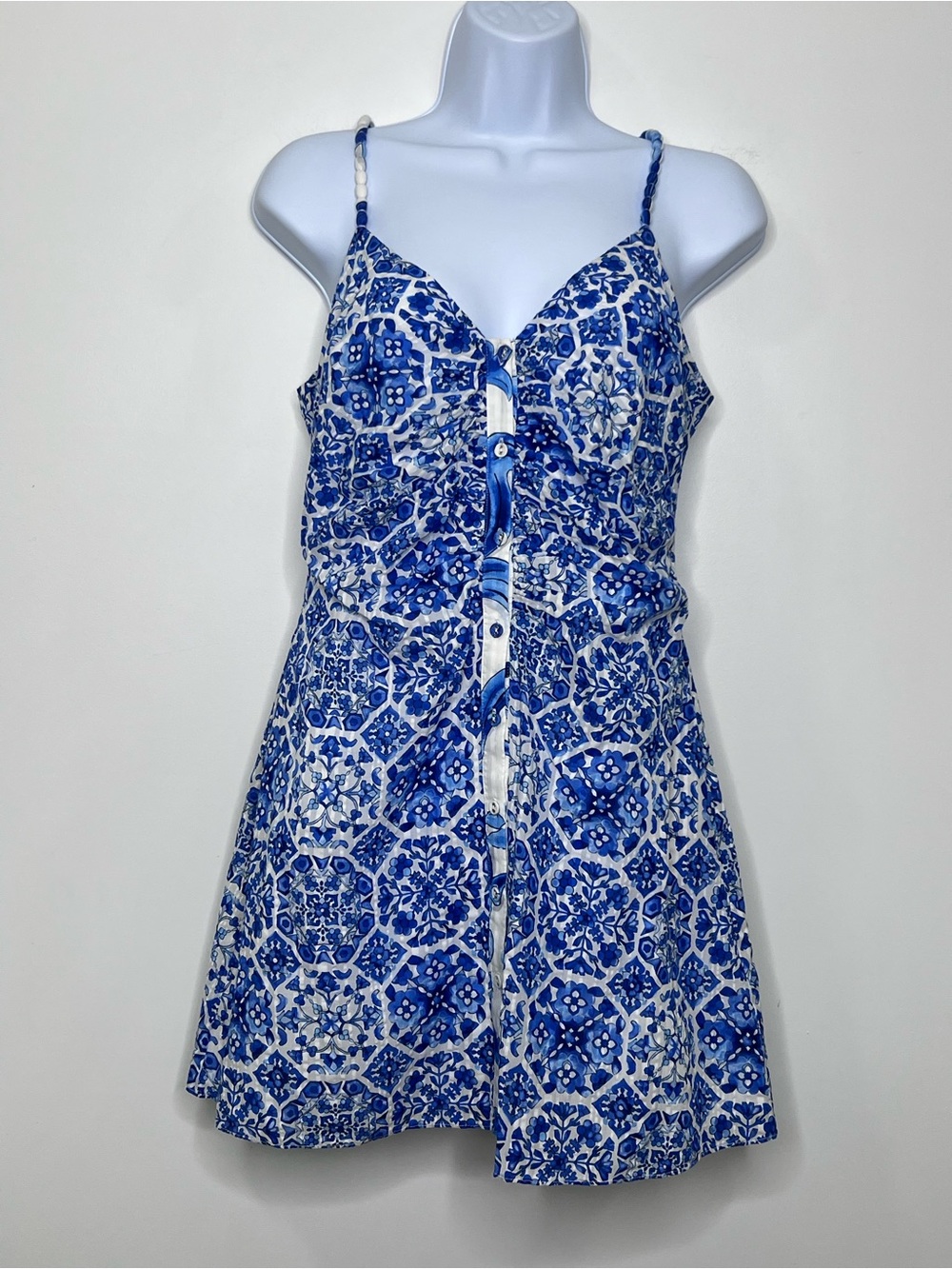 RAMY BROOK ADDIE POSITANO BUTTON-FRONT SLEEVELESS MINI DRESS